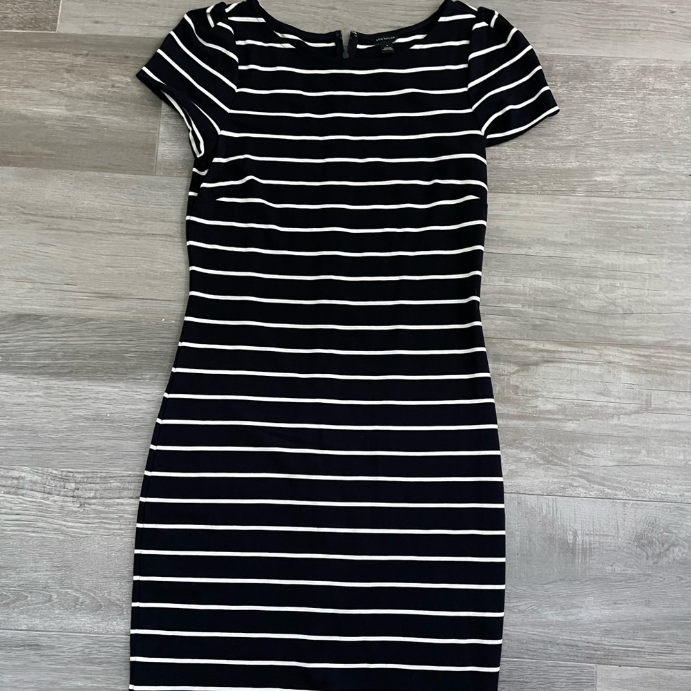 Ann Taylor navy white striped dress